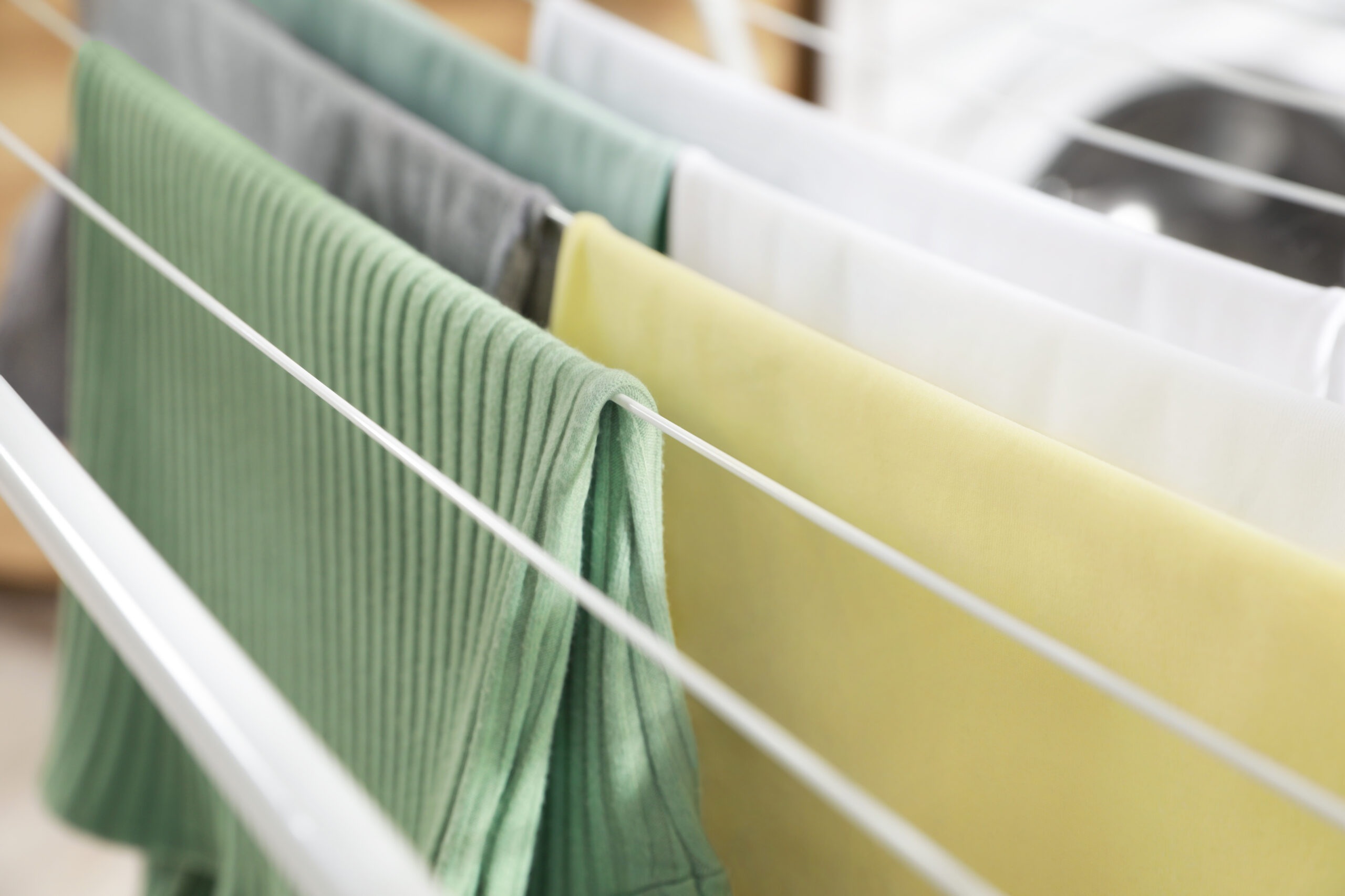 Clothes drying in drying rack